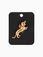 Брошь «Собака» такса с бантом, цвет красный в золоте - Фото 4