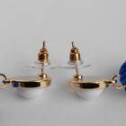 Серьги «Кисти» изыск, двойное плетение, цвет бело-синий в золоте - Фото 2