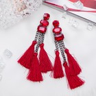 Серьги «Кисти» изыск, тройные, цвет красный в сером металле - Фото 1