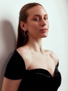 Серьги-кольца Princess дорожка, d=4.5 см, белые в золоте - Фото 4