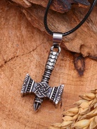 Кулон мужской «Молот Сварога», цвет чернёное серебро на чёрном шнурке, 45 см - фото 63035638