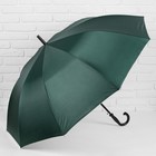 Зонт - трость полуавтоматический «Однотонный», 10 спиц, R = 61 см, цвет зелёный - Фото 1
