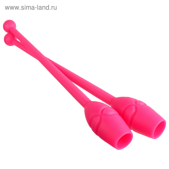 Булавы вставляющиеся для гимнастики (пластик, каучук) 36 см, цвет розовый - Фото 1