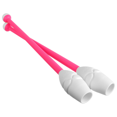 Булавы вставляющиеся для гимнастики (пластик, каучук) 36 см, цвет розовый/белый