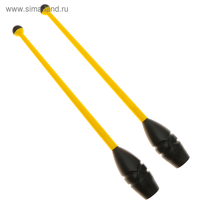 Булавы вставляющиеся для гимнастики (пластик,каучук) 45см, цвет желто-чёрный - Фото 1