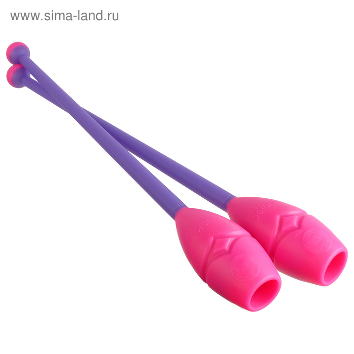 Булавы вставляющиеся для гимнастики (пластик, каучук) 41 см, цвет фиолетовый/розовый - Фото 1