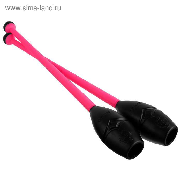 Булавы вставляющиеся для гимнастики (пластик, каучук) 41 см, цвет розовый/чёрный - Фото 1