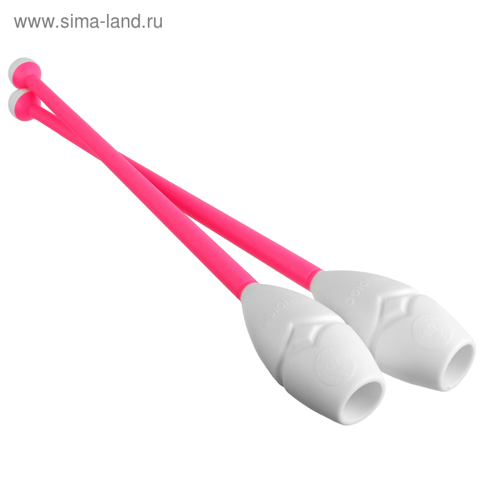 Булавы вставляющиеся для гимнастики (пластик, каучук) 41 см, цвет розовый/белый - Фото 1