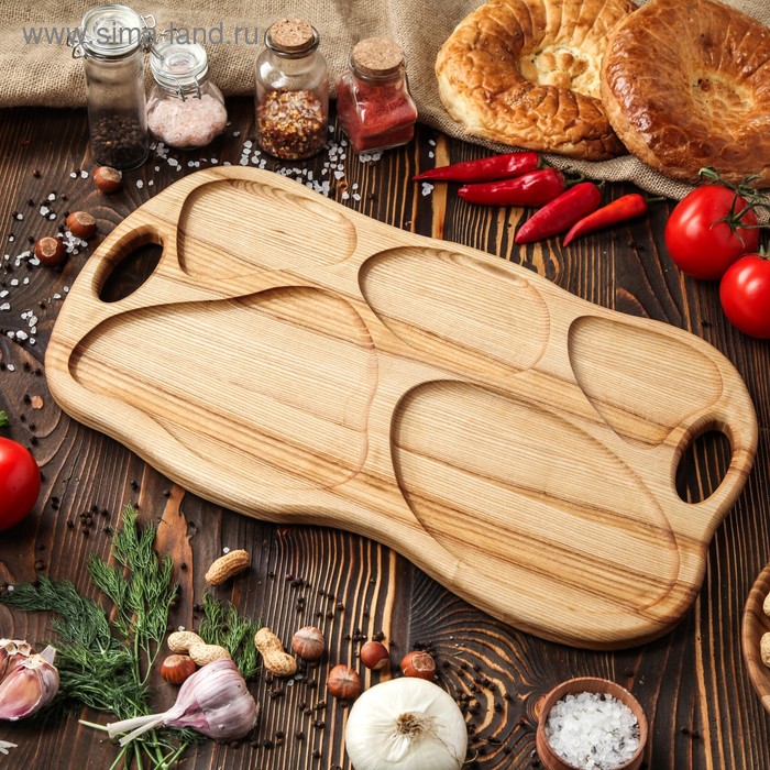 Блюдо-поднос для подачи "Бавария", 50 х 30 см, массив ясеня - Фото 1