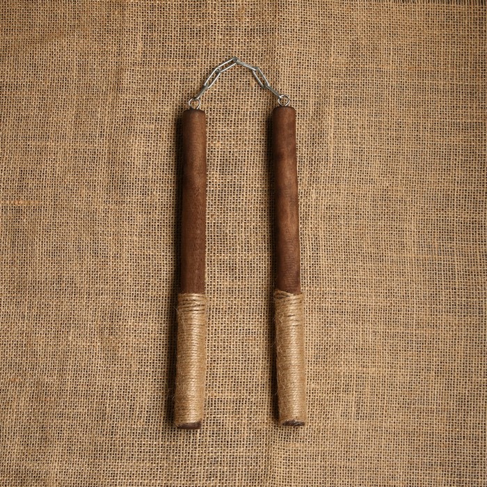 Сувенирное деревянное оружие "Нунчаки", темные, 25 см, массив бука - Фото 1
