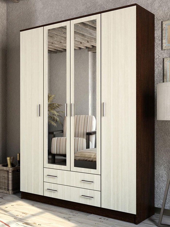 Шкаф прямой четырёхстворчатый «Квадро», 2 ящика, 1600×487×2200 мм, цвет венге/лоредо - Фото 1