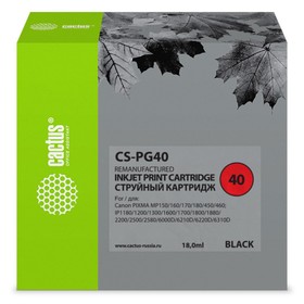 Картридж струйный Cactus CS-PG40 черный для Canon Pixma MP150/MP160/MP170/MP180/MP210/MP220/MP450/MP