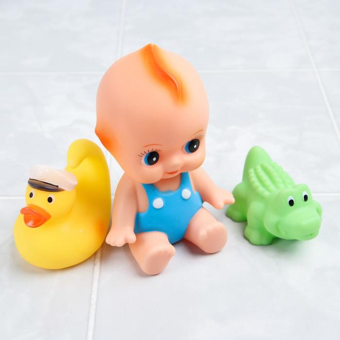 Набор резиновых игрушек для ванны «Малыш и его друзья», с пищалкой, 14 см, 3 шт, виды МИКС, Крошка Я - фото 1877420898