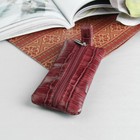 Ключница, отдел на молнии, металлическое кольцо, крокодил, цвет бордовый - Фото 1