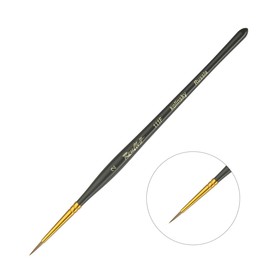 Кисть Колонок круглая укороченная Roubloff серия 111F № 2, ручка короткая фигурная чёрная матовая, жёлтая обойма