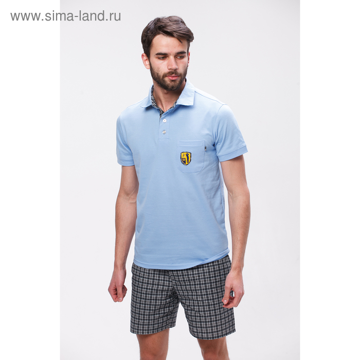 Комплект мужской (футболка, шорты) М-835-26 цвет голубой, р-р 48 - Фото 1