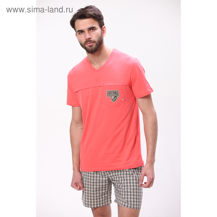 Комплект мужской (футболка, шорты) М-839-26 цвет коралл, р-р 56 - Фото 1