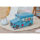 Короб стеллажный для хранения с крышкой «Школьный автобус», 55×26×32 см, 2 отделения, цвет голубой - Фото 4