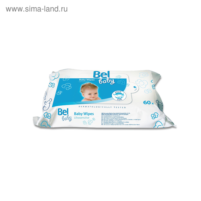 Влажные салфетки Bel Baby wipes для чувствительной кожи, 60 шт - Фото 1