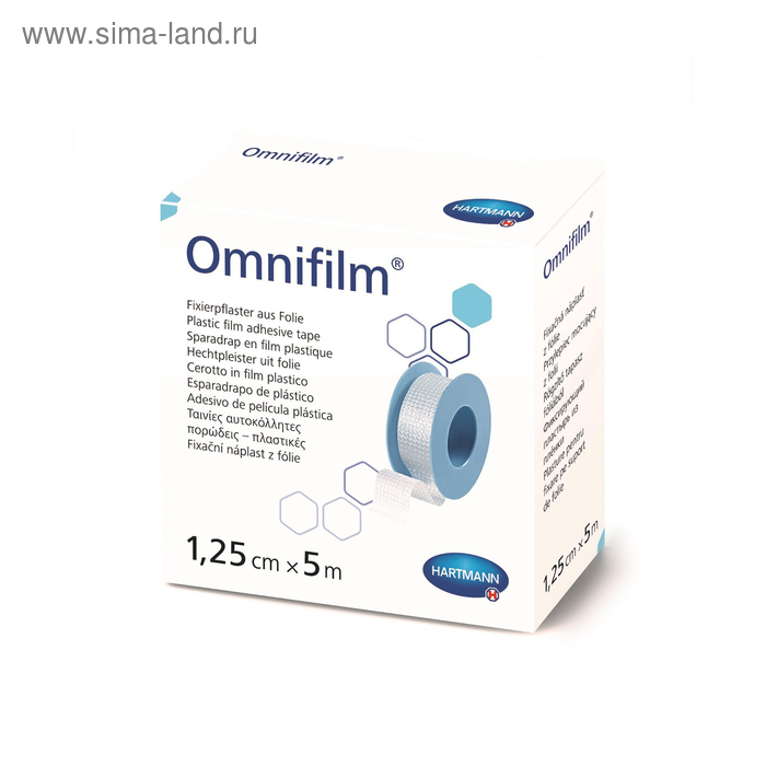 Пластырь гипоаллергенный Omnifilm, без еврохолдера из прозрачной пленки, 5 м х 1,25 см - Фото 1