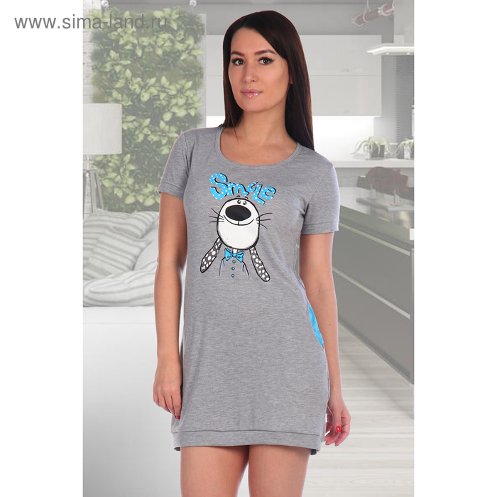 Туника женская Далида принт бирюзовый цвет серый, р-р 50 - Фото 1