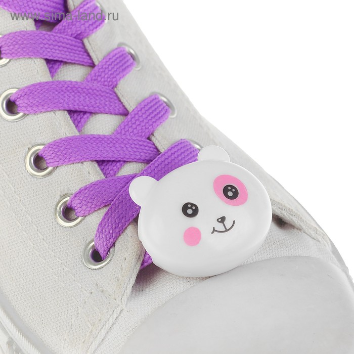 Шнурки «Мордочка», световые, 2 шт., длина шнурка 120 см, цвет фиолетовый - Фото 1
