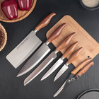 Набор ножей кухонных на подставке, ножи 9 см, 13 см, 17 см, 19 см, 20 см, цвет коричневый - Фото 2