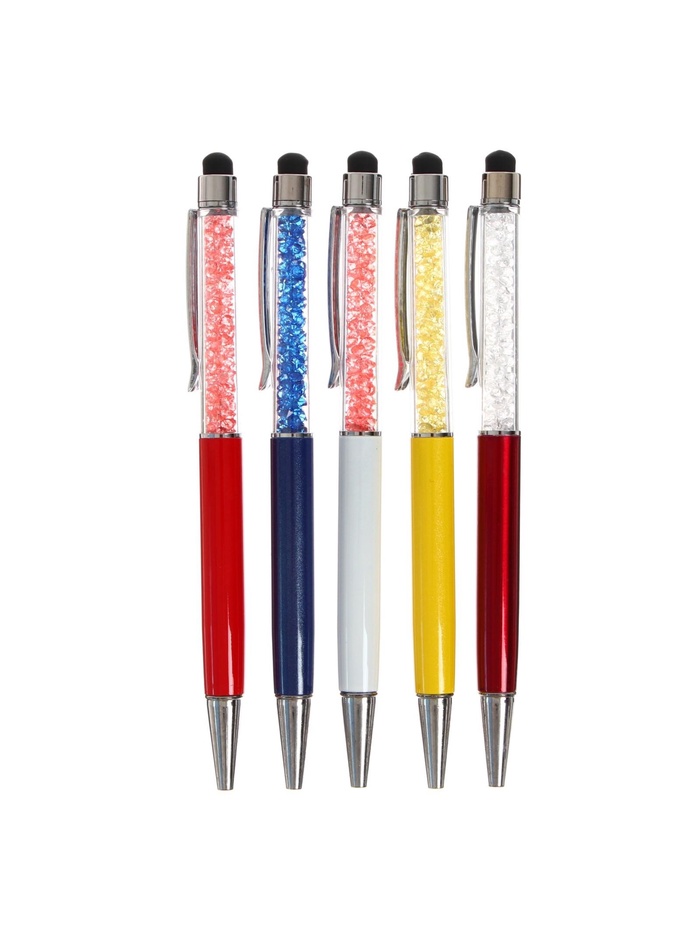 Ручка подарочная, шариковая, поворотная, со стразами и стилусом, МИКС - Фото 1