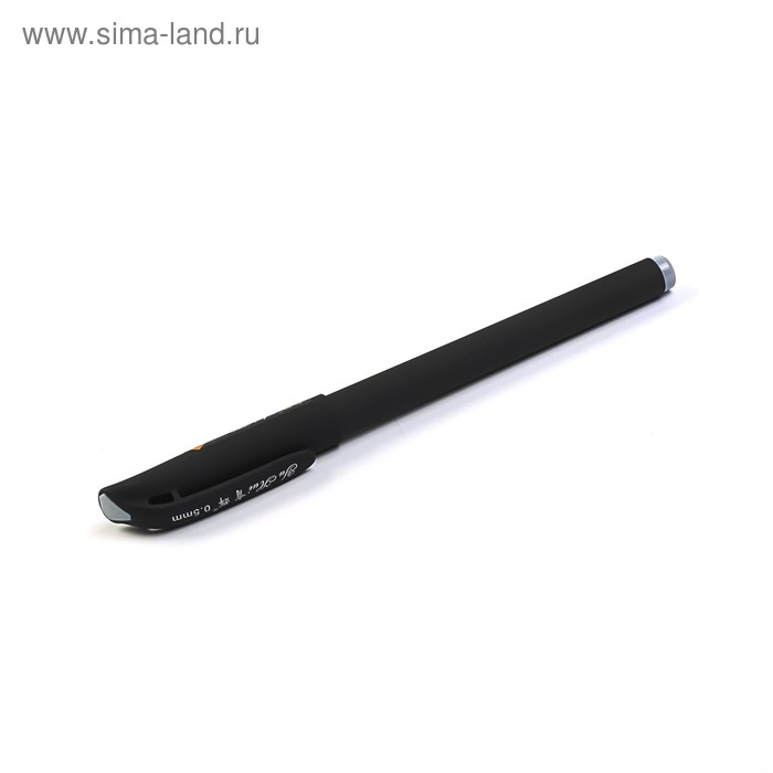 Ручка гелевая 0,5мм черная, корпус черный матовый прорезиненный - Фото 1