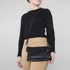 Сумка женская, 3 отдела на молнии, 2 наружных кармана, длинный ремень, цвет чёрный - Фото 1