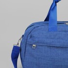Сумка спортивная, отдел на молнии, 3 наружных кармана, длинный ремень, цвет голубой - Фото 4