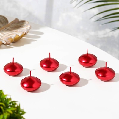 Набор свечей "Овал", 6 штук, красный металлик, 4×2см
