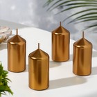 Набор свечей "Столбик", 4 штуки, кофейно-золотой 7х3,8см - фото 1401143