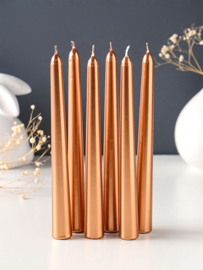 Набор свечей античных, 1.9×20 см, 6 шт., кофейно-золотой металлик