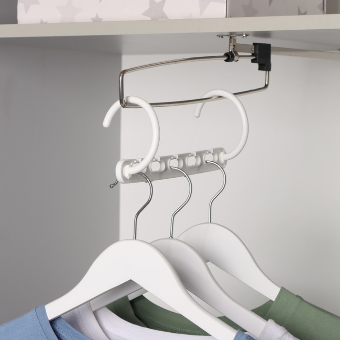 Вешалка органайзер трансформер, 24 см, 5 крючков, белая