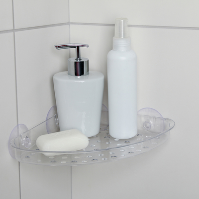 Полочка в ванную комнату угловая на присосках Bath Collection, 24×19×3 см, цвет МИКС