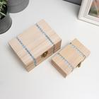 Шкатулка простая со вставками орнамента 14х10х7,5, 11х7х5,5 см (набор 2 шт) - Фото 2