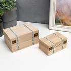 Шкатулка простая со вставками орнамента 14х10х7,5, 11х7х5,5 см (набор 2 шт) - Фото 4