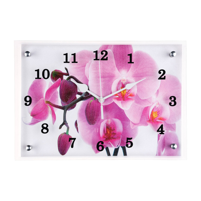 Часы-картина настенные, интерьерные "Орхидея", бесшумные, 25 х 35 см