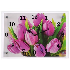 Часы-картина настенные, серия: Цветы, "Тюльпаны", 25х35  см