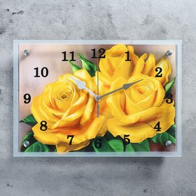 Часы-картина настенные, интерьерные "Розы", бесшумные, 25 х 35 см