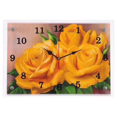 Часы настеные, интерьерные "Розы", бесшумные, 25 х 35 см