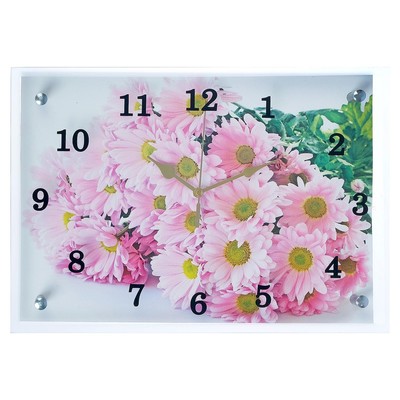 Часы настенные, серия: Цветы, "Герберы", 25х35  см