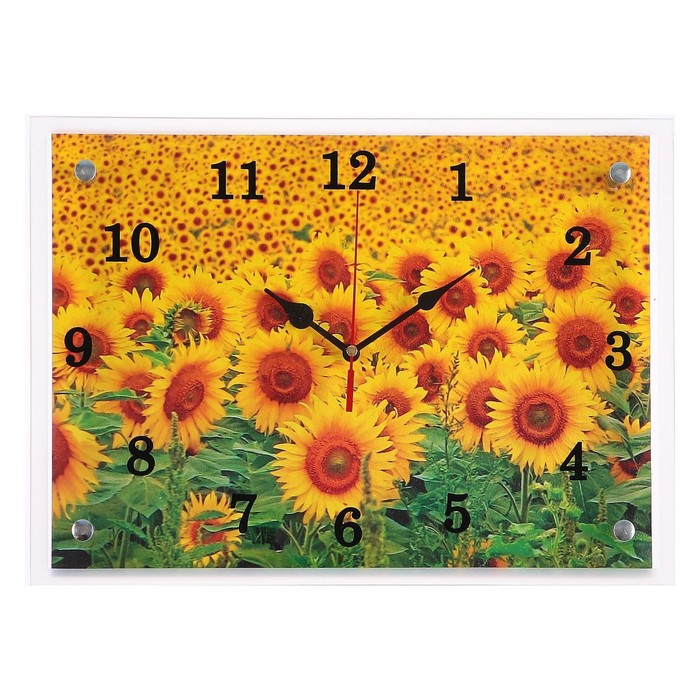 Часы настенные, серия: Цветы, "Подсолнухи", 25х35 см - Фото 1