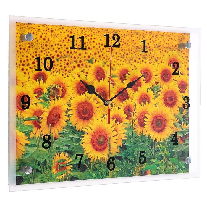 Часы настенные, серия: Цветы, "Подсолнухи", 25х35 см - фото 1905473086