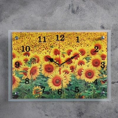 Часы настенные, серия: Цветы, "Подсолнухи", 25х35 см