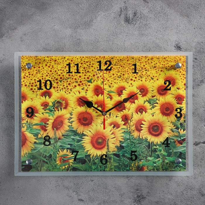 Часы настенные, серия: Цветы, "Подсолнухи", 25х35 см - фото 1905473082