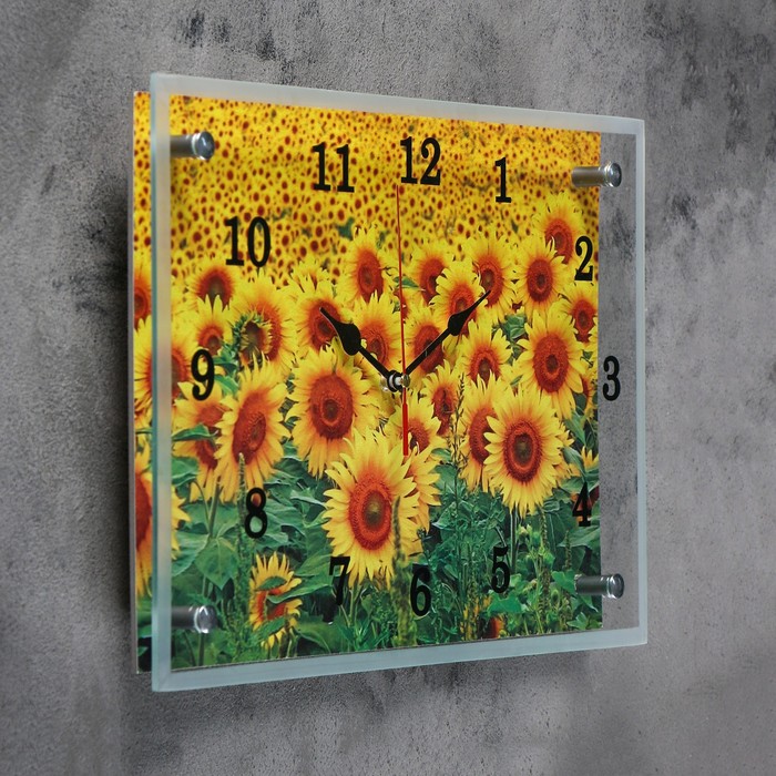Часы настенные, серия: Цветы, "Подсолнухи", 25х35 см - фото 1905473083