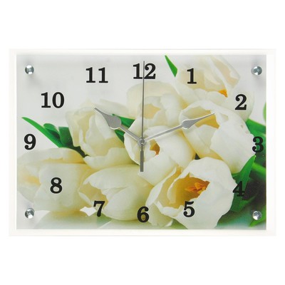 Часы настеные, интерьерные "Тюльпаны", бесшумные, 25 х 35 см