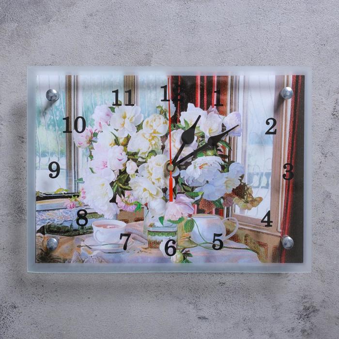 Часы-картина настенные, серия: Цветы, "Цветы в вазе", 20х30 см - Фото 1